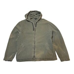 James Perse Waffle FullZip Hoodie Mens S Greyish  Green Swiss Zip Thick Made USA